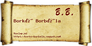 Borkó Borbála névjegykártya